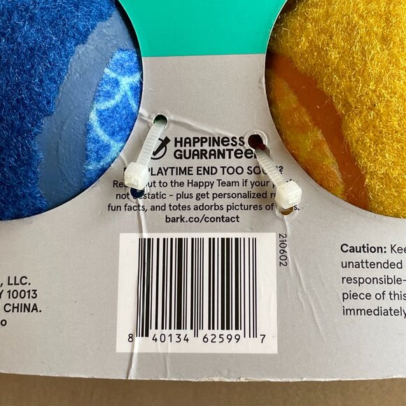 NEW Bark Box Under The Seams Puppy Guppies Set of 3 Squeaky Tennis Balls Dog Toy - Picture 5 of 5